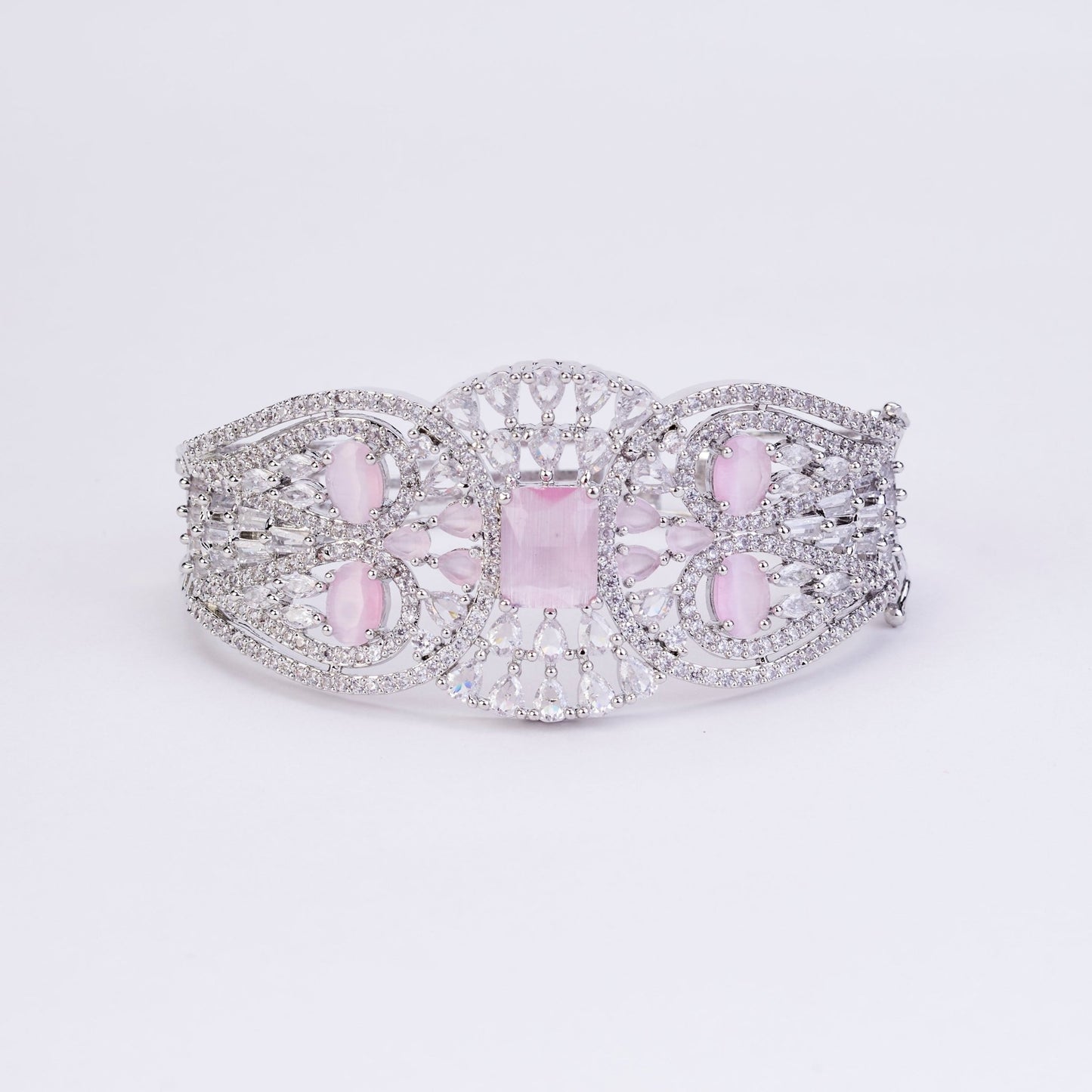 Bracelet - Glimmering Rhodium Plated Bracelet - Opal Touch