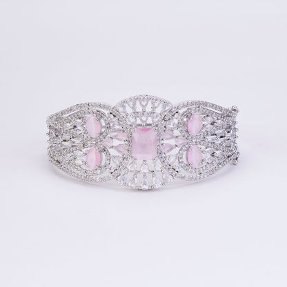 Bracelet - Glimmering Rhodium Plated Bracelet - Opal Touch