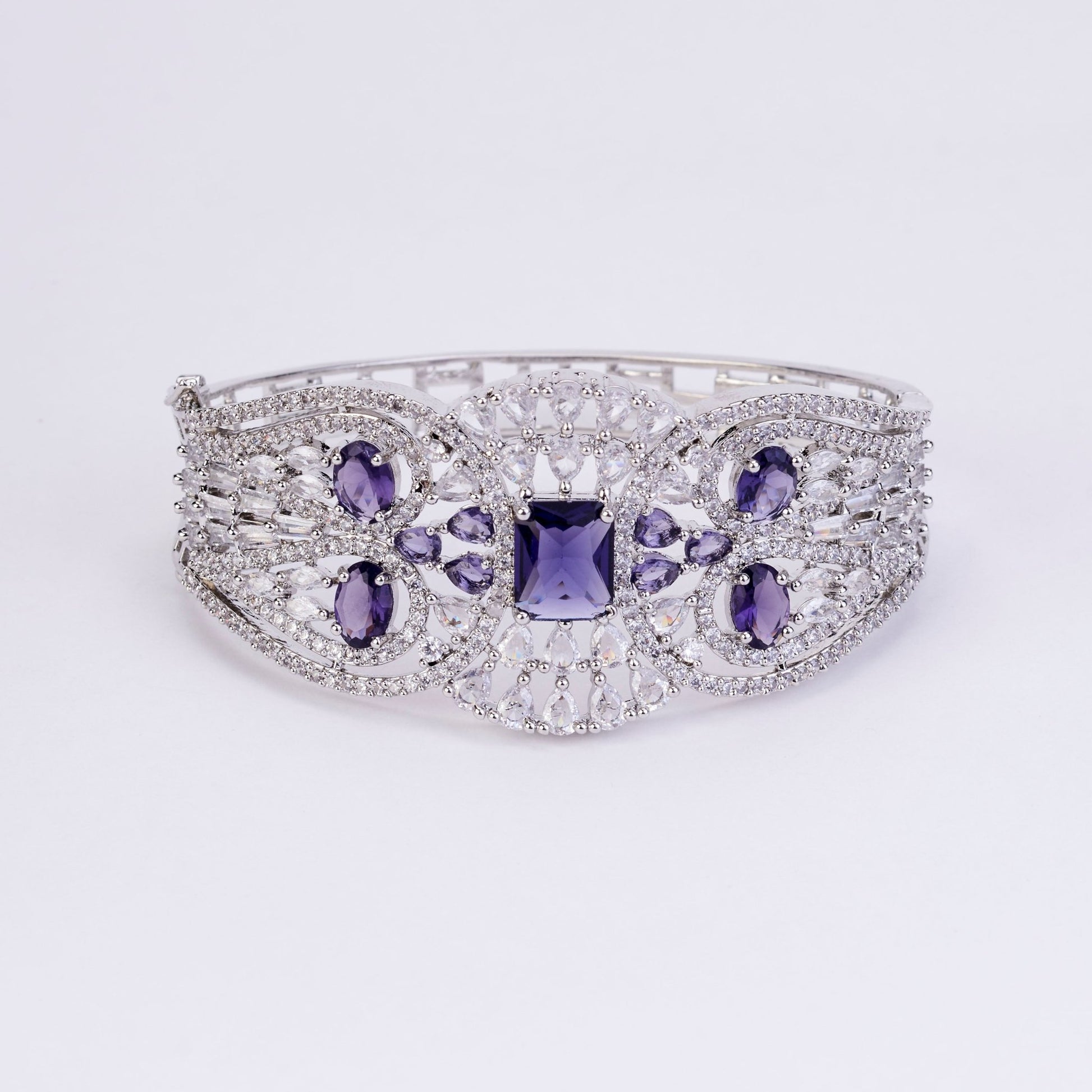 Bracelet - Glimmering Rhodium Plated Bracelet - Opal Touch