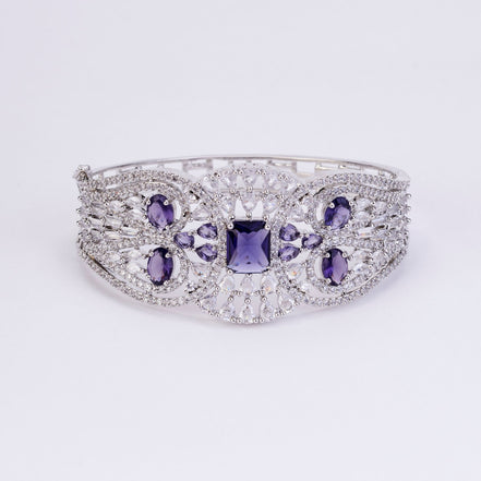 Bracelet - Glimmering Rhodium Plated Bracelet - Opal Touch