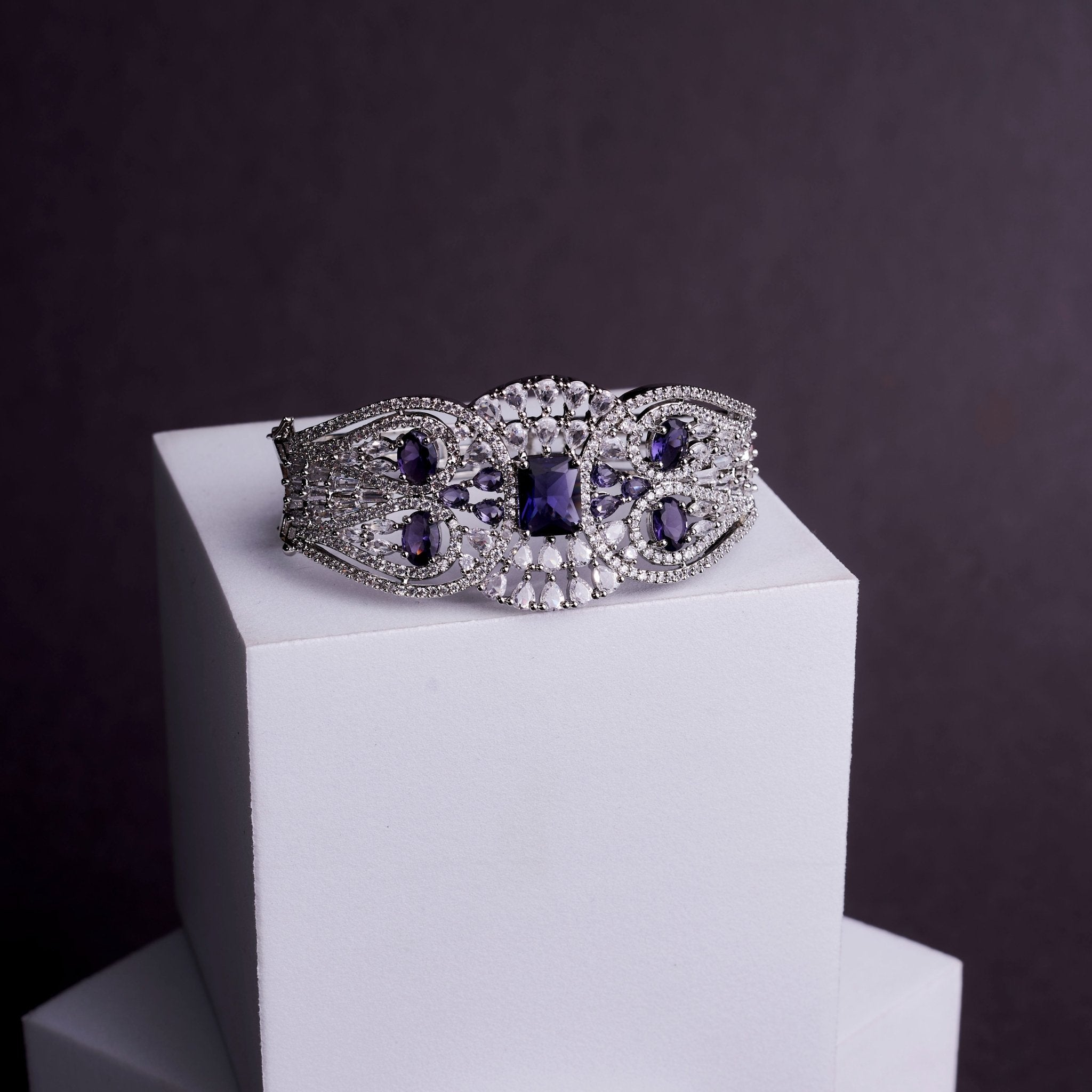 Bracelet - Glimmering Rhodium Plated Bracelet - Opal Touch
