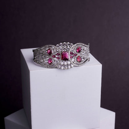 Bracelet - Glimmering Rhodium Plated Bracelet - Opal Touch