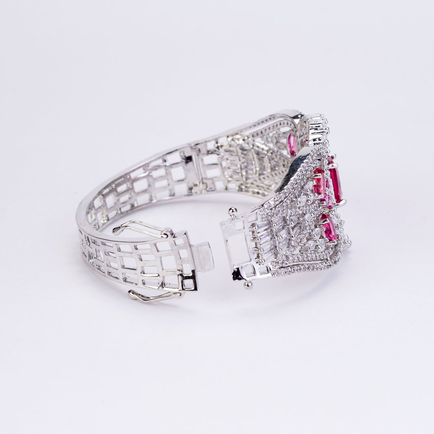 Bracelet - Glimmering Rhodium Plated Bracelet - Opal Touch