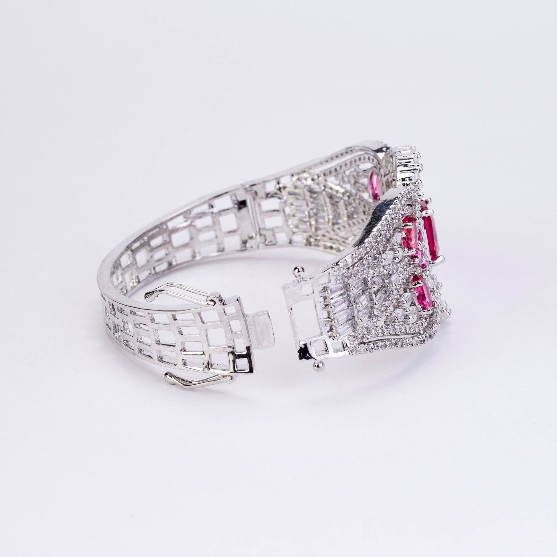 Bracelet - Glimmering Rhodium Plated Bracelet - Opal Touch