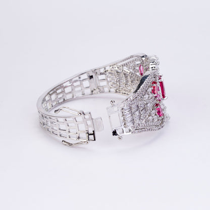 Bracelet - Glimmering Rhodium Plated Bracelet - Opal Touch