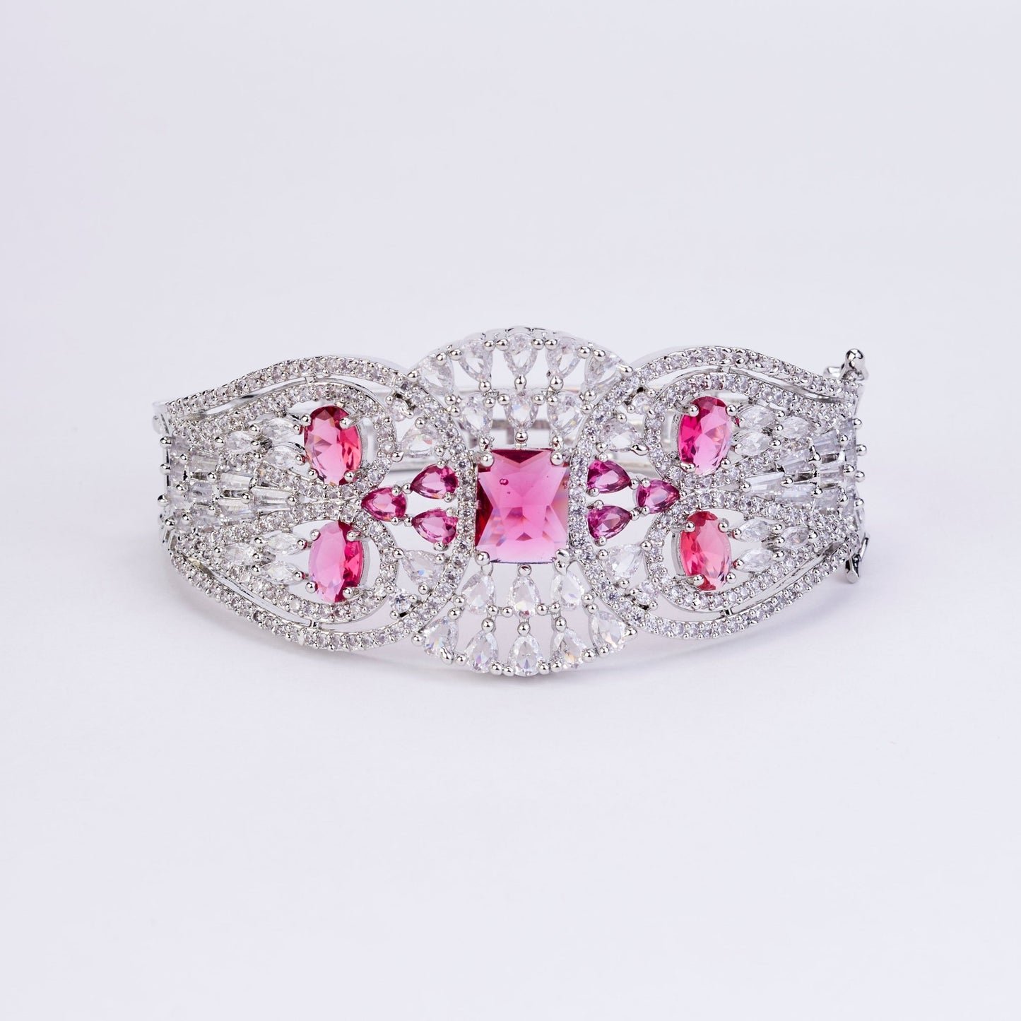 Bracelet - Glimmering Rhodium Plated Bracelet - Opal Touch