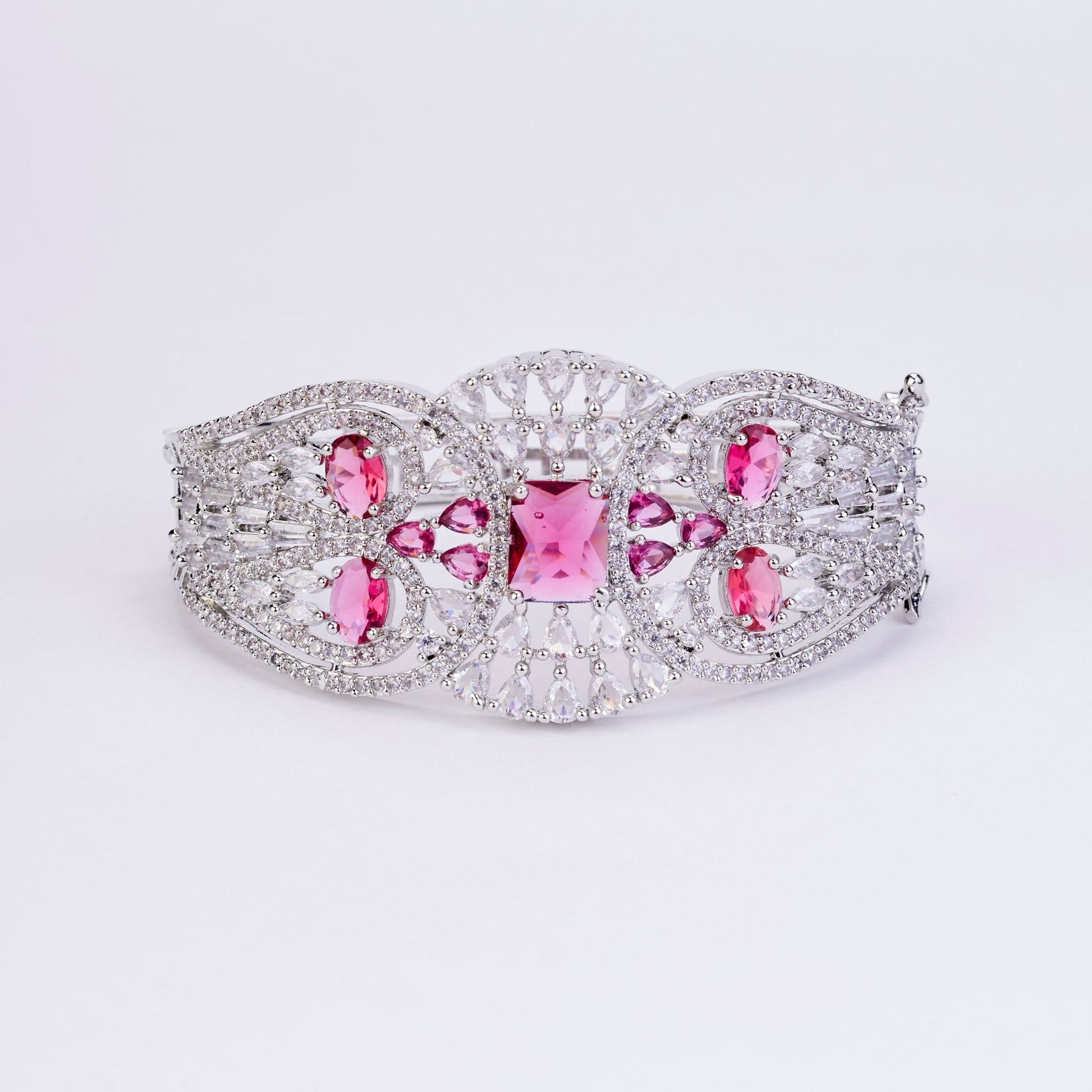 Bracelet - Glimmering Rhodium Plated Bracelet - Opal Touch