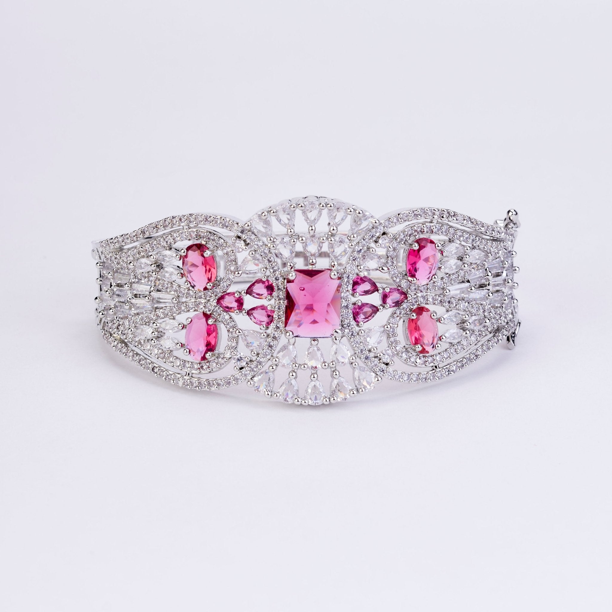 Bracelet - Glimmering Rhodium Plated Bracelet - Opal Touch