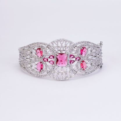 Bracelet - Glimmering Rhodium Plated Bracelet - Opal Touch