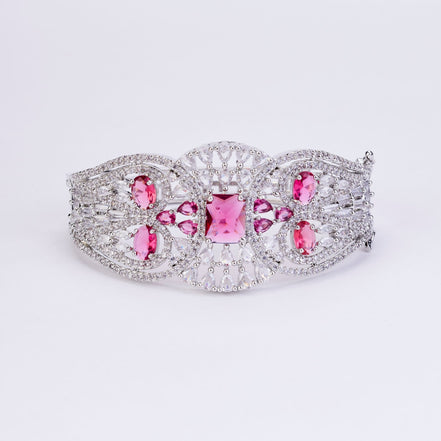 Bracelet - Glimmering Rhodium Plated Bracelet - Opal Touch