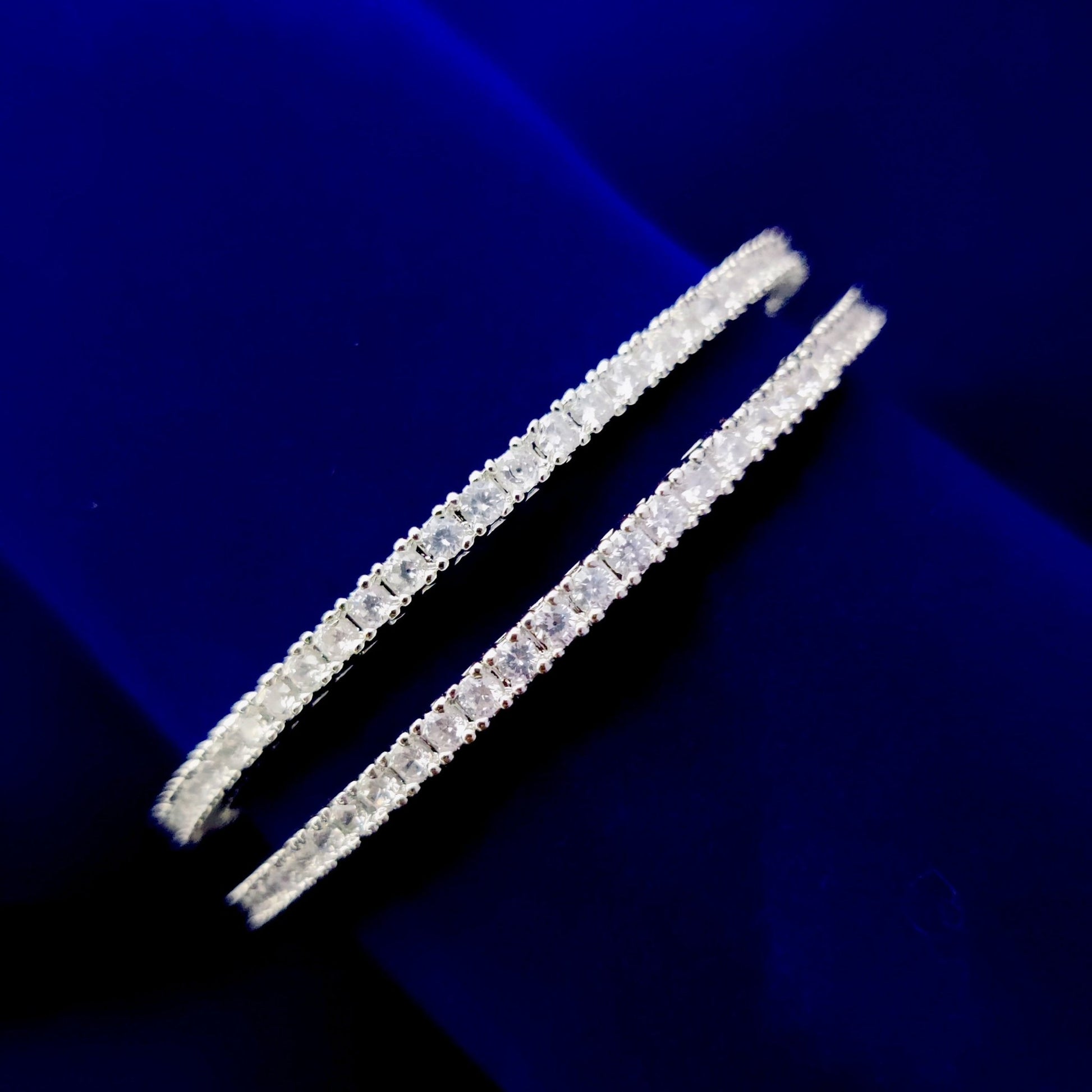 Opal Touch - Glittering White Rhodium Bangles (Pack of 2) - Bangles