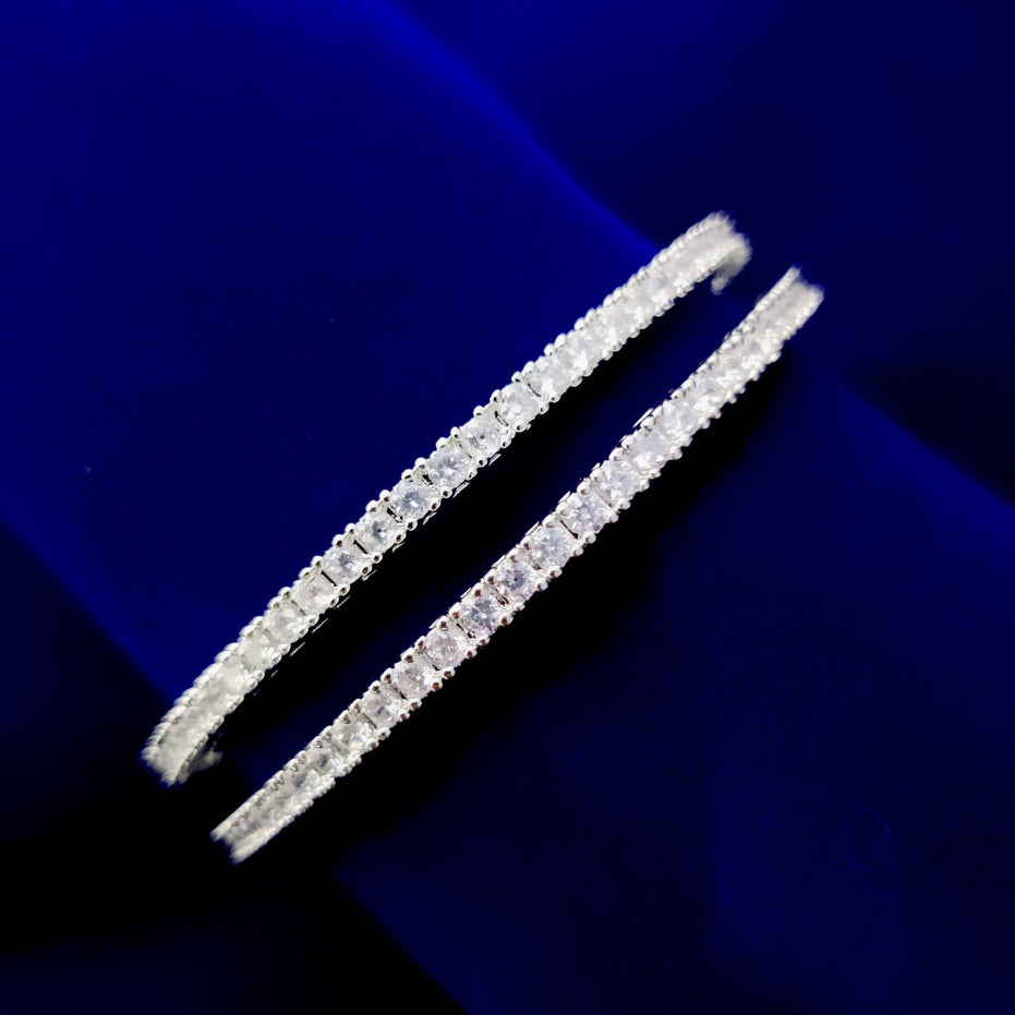 Opal Touch - Glittering White Rhodium Bangles (Pack of 2) - Bangles