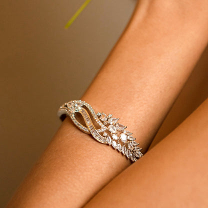 Opal Touch - Glittering White Rhodium Bracelet - Bracelets