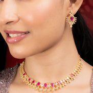 Necklace - Glorious Enchanted Gold Plated Necklace Set - Opal Touch