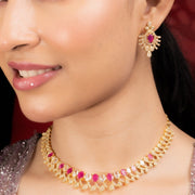 Necklace - Glorious Enchanted Gold Plated Necklace Set - Opal Touch