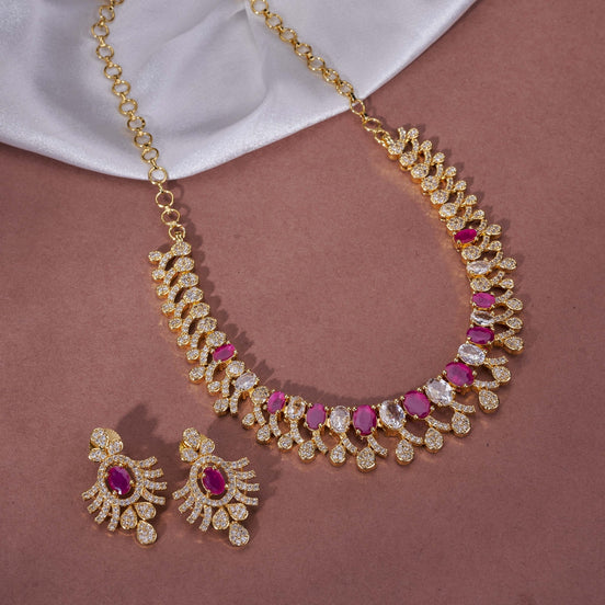 Necklace - Glorious Enchanted Gold Plated Necklace Set - Opal Touch