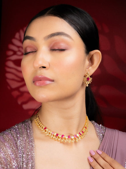 Necklace - Glorious Enchanted Gold Plated Necklace Set - Opal Touch