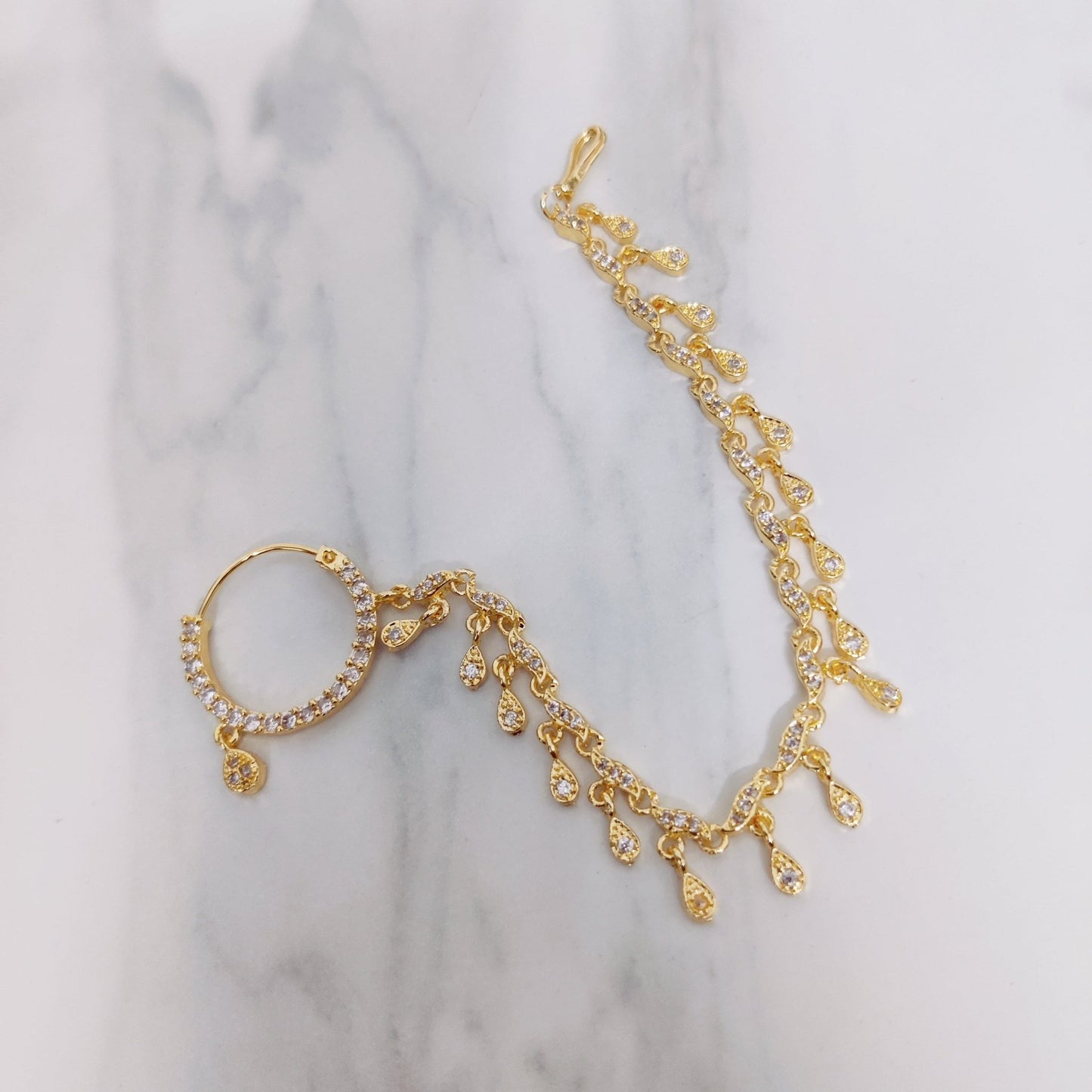 Opal Touch - Gold Gleam White Nose Pin - Nose Pin