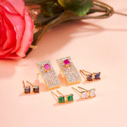 Opal Touch - Gold Plated 5 Color Changeable Earrings - Earrings