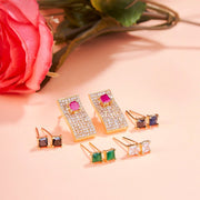 Opal Touch - Gold Plated 5 Color Changeable Earrings - Earrings