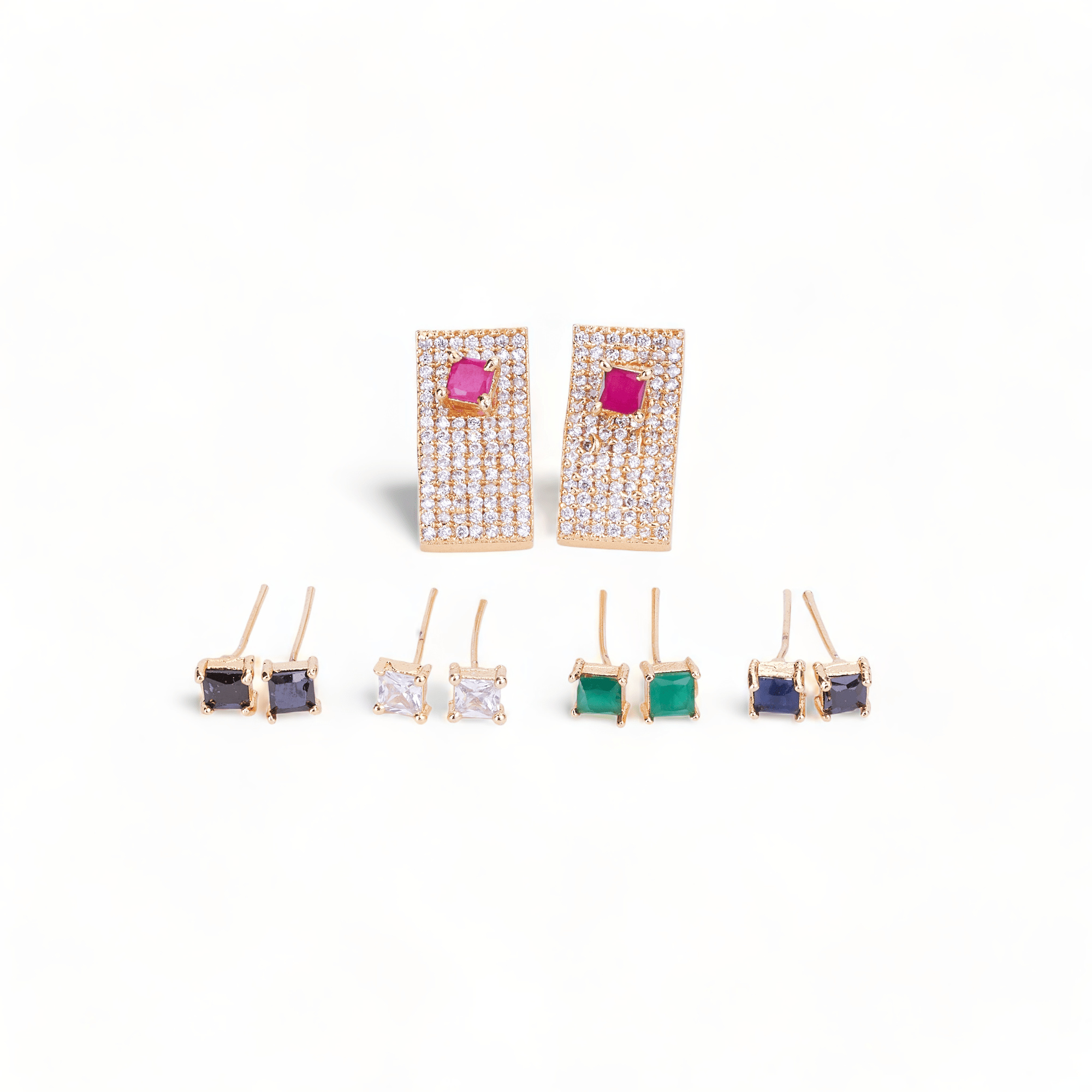 Opal Touch - Gold Plated 5 Color Changeable Earrings - Earrings