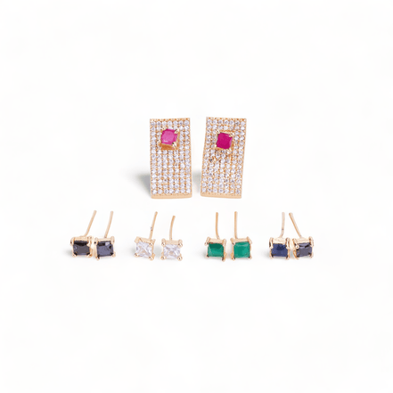 Opal Touch - Gold Plated 5 Color Changeable Earrings - Earrings