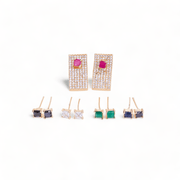 Opal Touch - Gold Plated 5 Color Changeable Earrings - Earrings