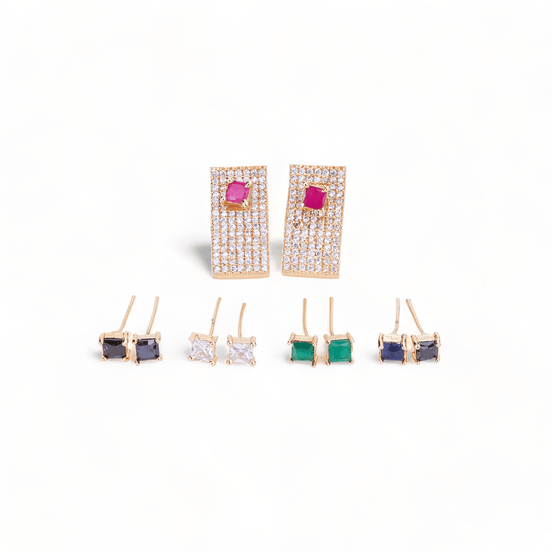 Opal Touch - Gold Plated 5 Color Changeable Earrings - Earrings