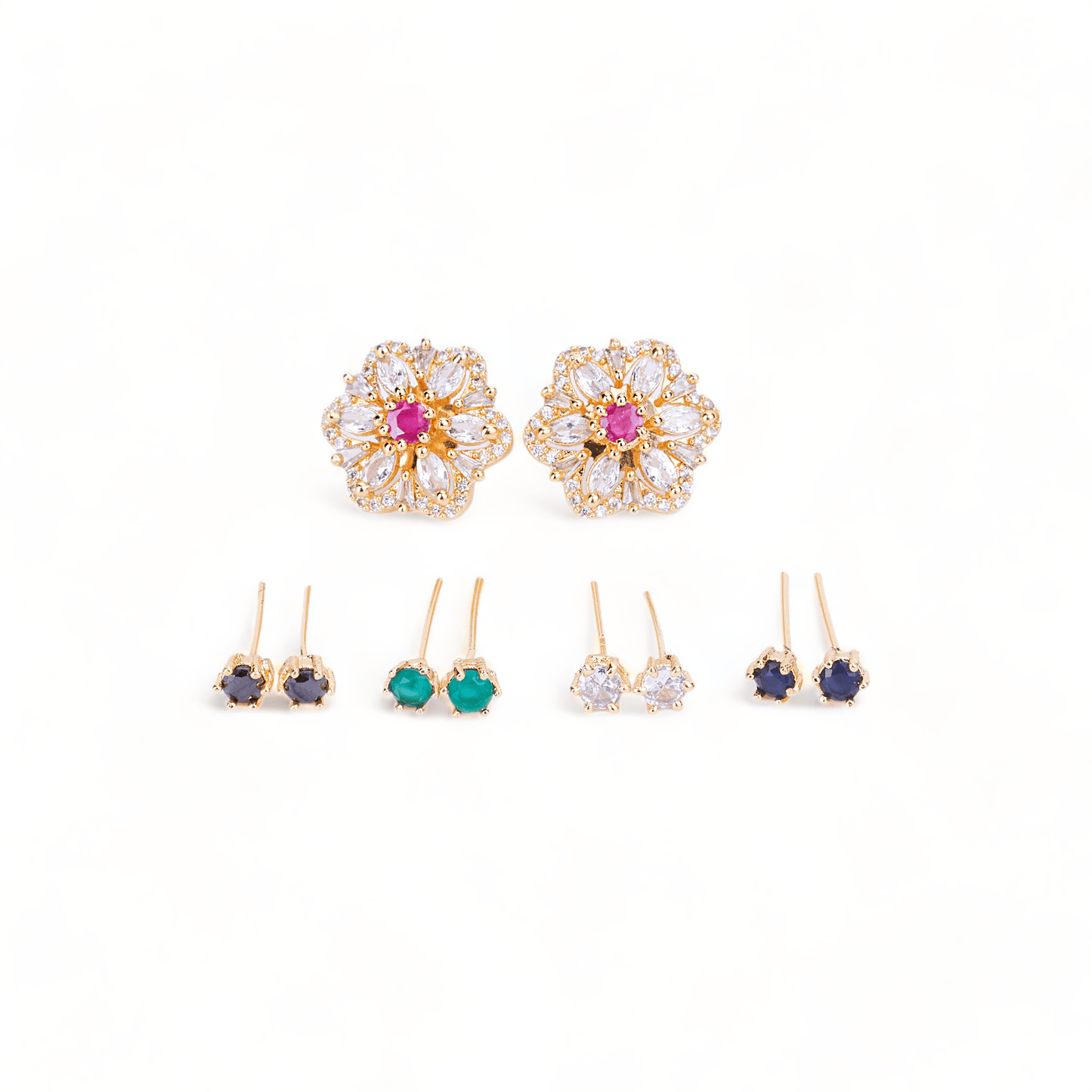Opal Touch - Gold Plated 5 Color Changeable Earrings - Earrings