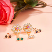 Opal Touch - Gold Plated 5 Color Changeable Earrings - Earrings