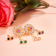 Opal Touch - Gold Plated 5 Color Changeable Earrings - Earrings