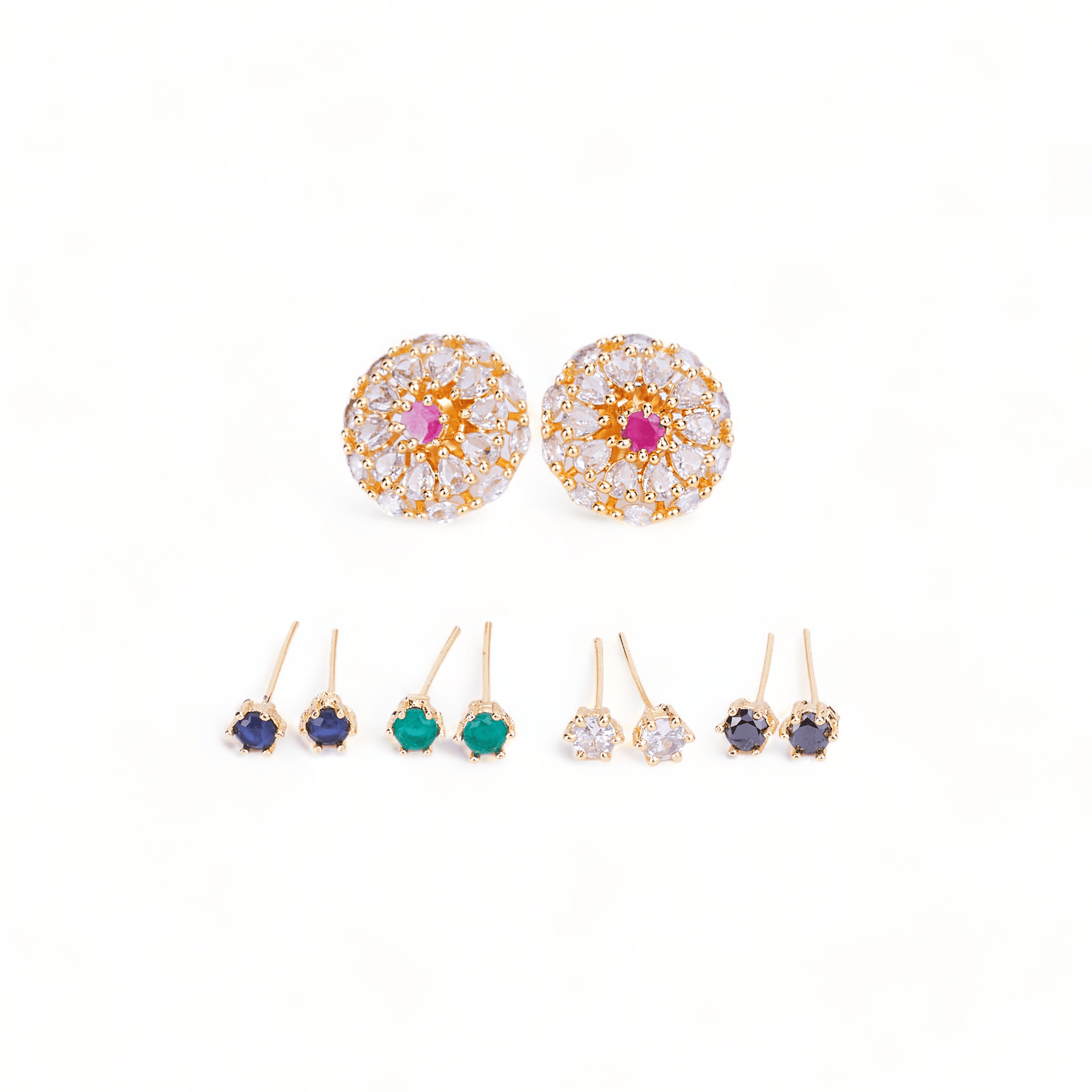 Opal Touch - Gold Plated 5 Color Changeable Earrings - Earrings