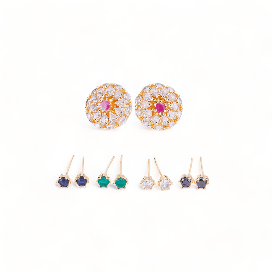 Opal Touch - Gold Plated 5 Color Changeable Earrings - Earrings