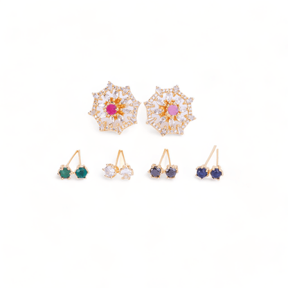 Opal Touch - Gold Plated 5 Color Changeable Earrings - Earrings