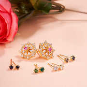 Opal Touch - Gold Plated 5 Color Changeable Earrings - Earrings