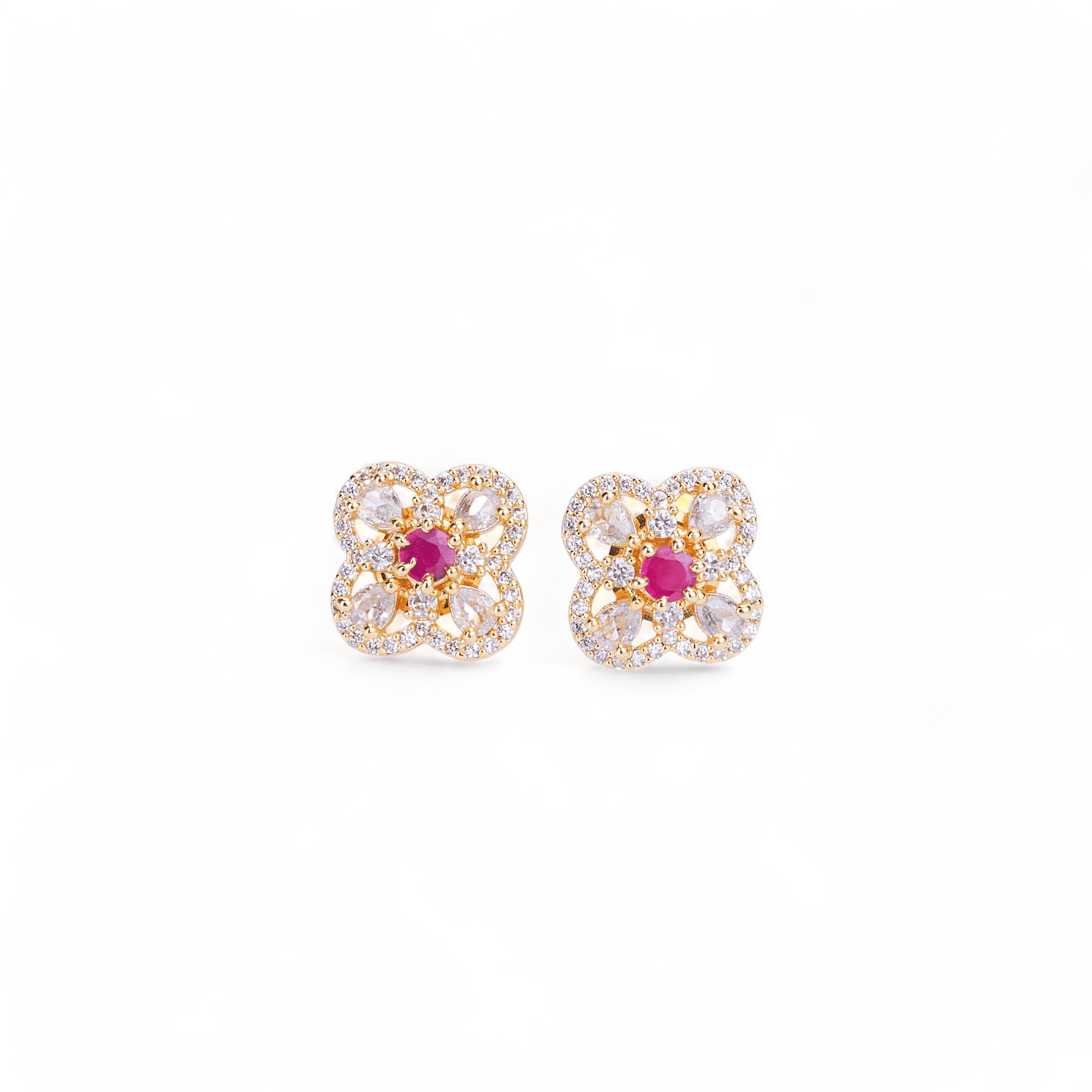 Opal Touch - Gold Plated 5 Color Changeable Earrings - Earrings
