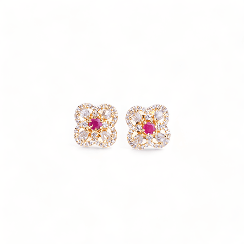 Opal Touch - Gold Plated 5 Color Changeable Earrings - Earrings