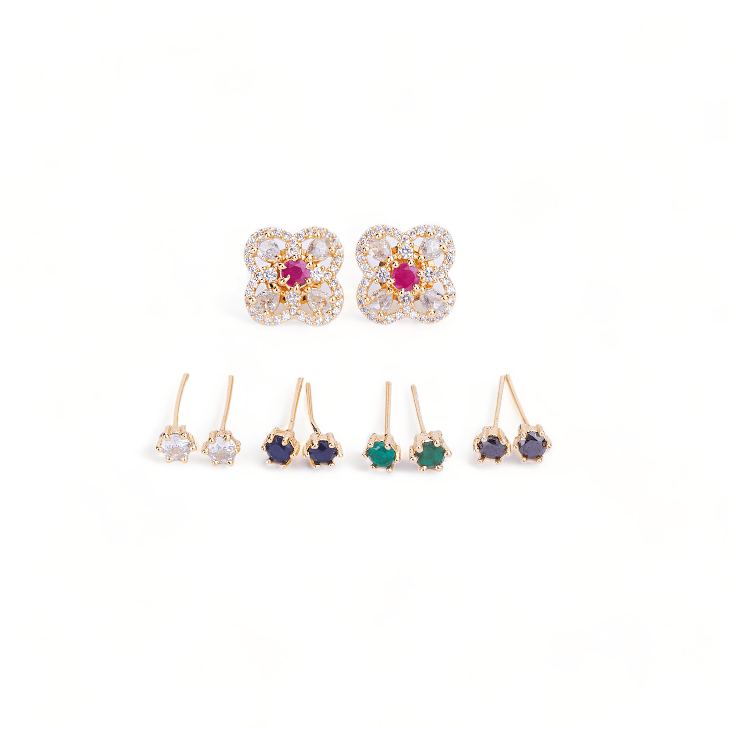 Opal Touch - Gold Plated 5 Color Changeable Earrings - Earrings