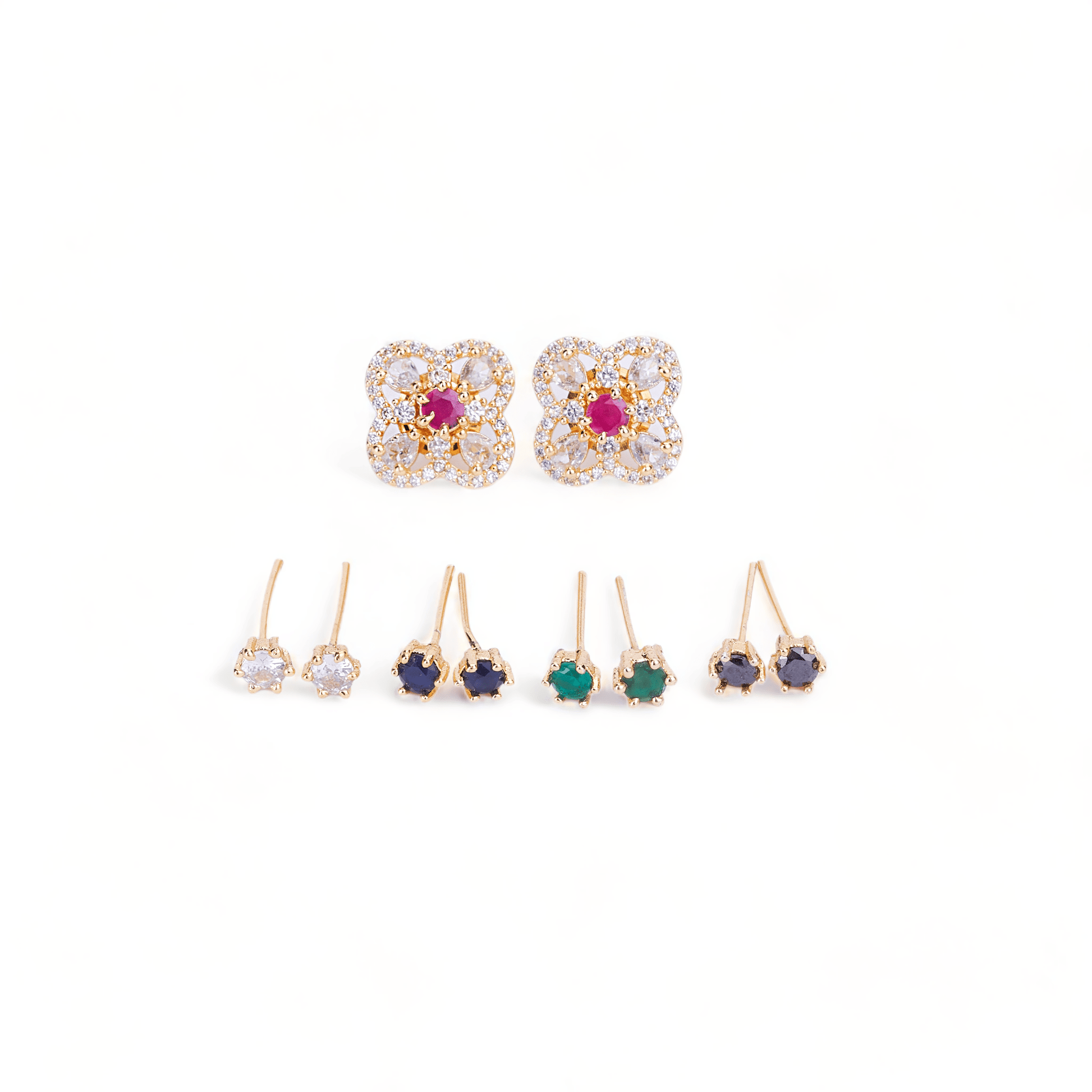Opal Touch - Gold Plated 5 Color Changeable Earrings - Earrings