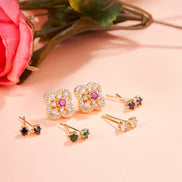 Opal Touch - Gold Plated 5 Color Changeable Earrings - Earrings
