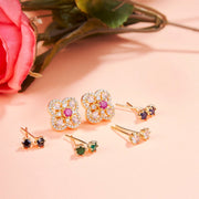 Opal Touch - Gold Plated 5 Color Changeable Earrings - Earrings
