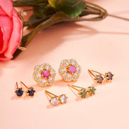 Opal Touch - Gold Plated 5 Color Changeable Earrings - Earrings