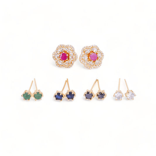 Opal Touch - Gold Plated 5 Color Changeable Earrings - Earrings