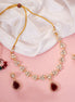 Necklace - Gold - Plated American Diamond & Ruby - Colored Necklace Set - Opal Touch