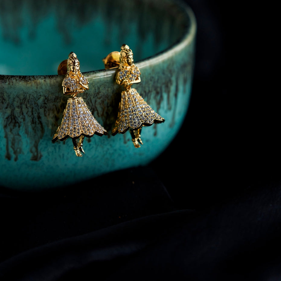 Jhumka - Gold Plated Buttabomma Jhumka - Opal Touch
