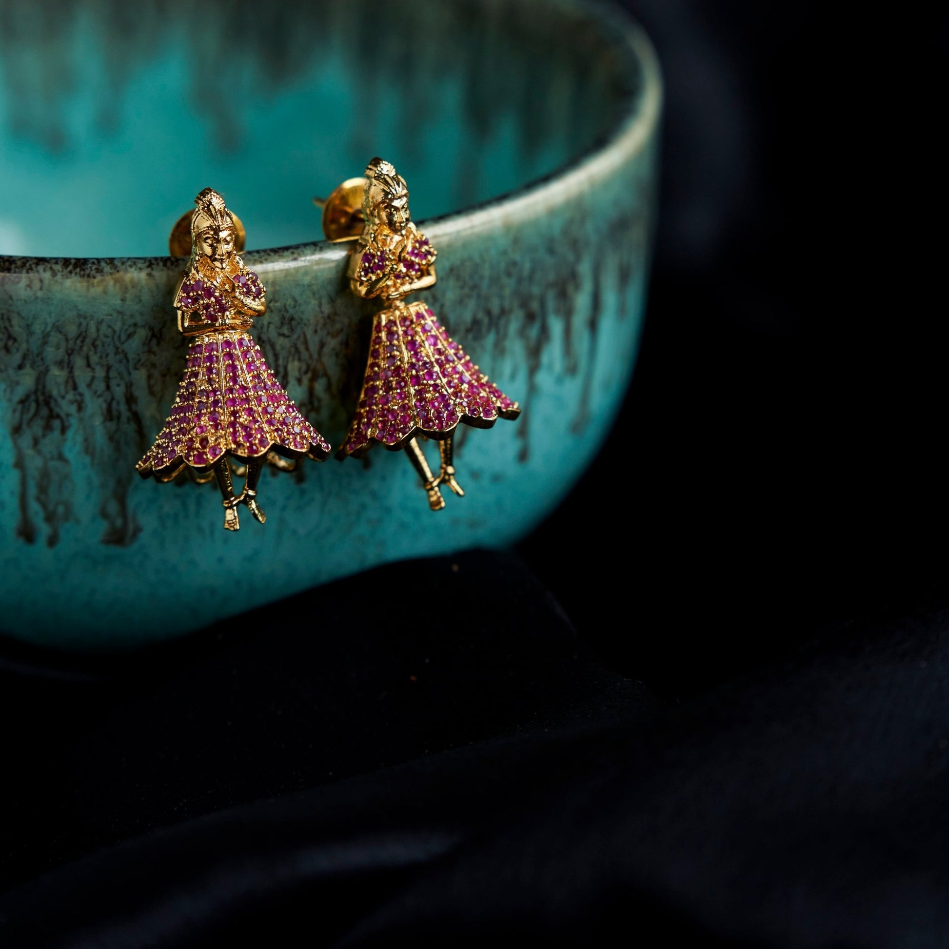 Jhumka - Gold Plated Buttabomma Jhumka - Opal Touch