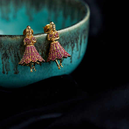 Jhumka - Gold Plated Buttabomma Jhumka - Opal Touch