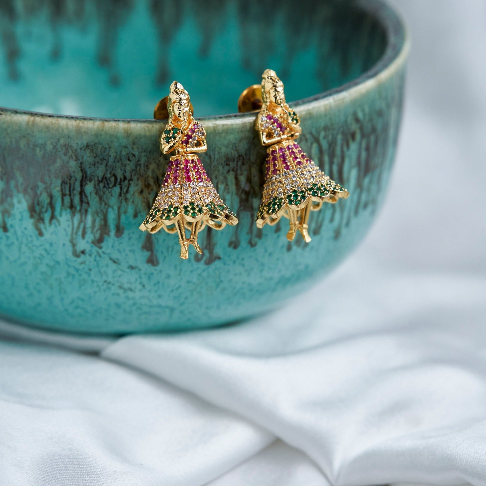 Jhumka - Gold Plated Buttabomma Jhumka - Opal Touch