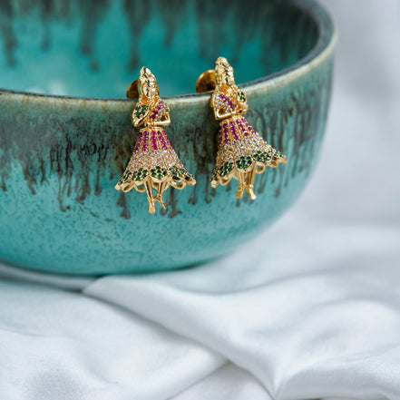 Jhumka - Gold Plated Buttabomma Jhumka - Opal Touch