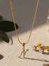 Gold - Plated Cubic Zirconia Initial N Pendant Necklace and Stud Earring Set - Opal Touch